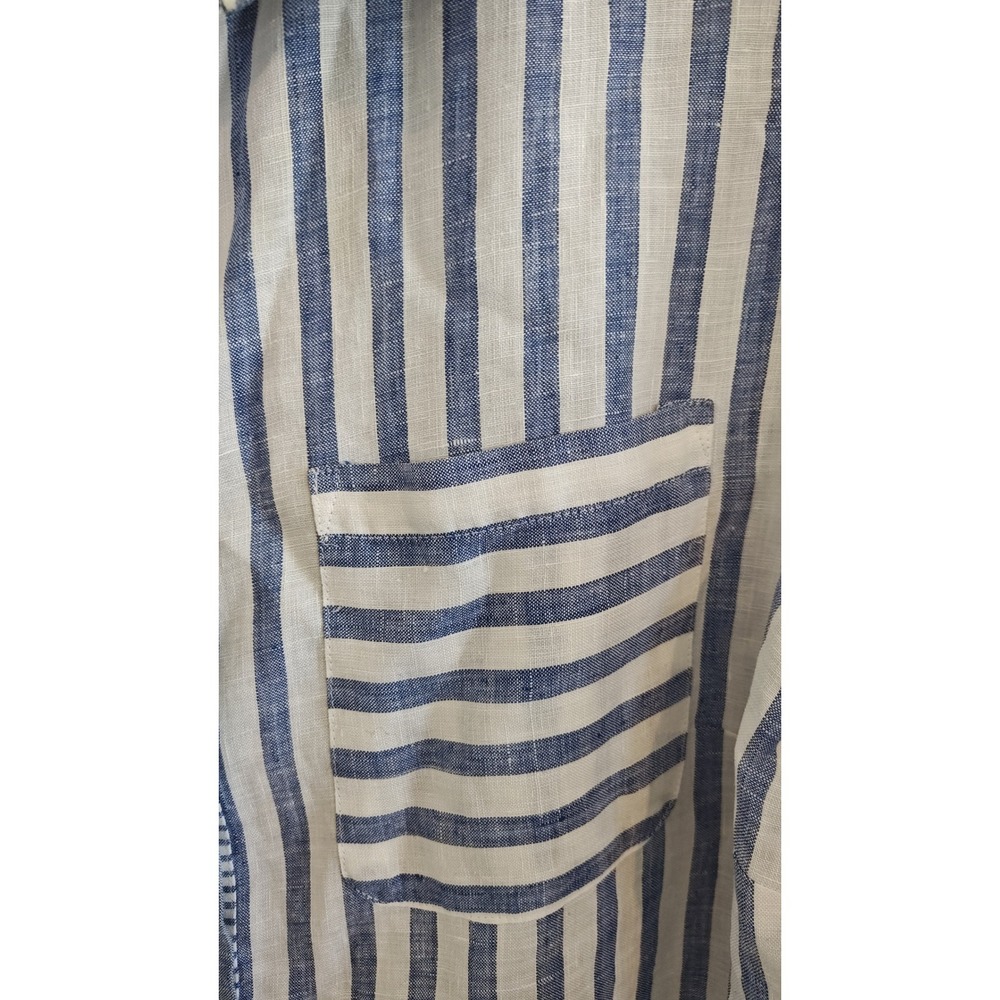 Women Size tag 1.5 US‎ 10 Chico's Blue White Striped Linen Button Down Shirt - Picture 12 of 16